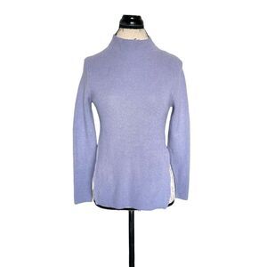 Womens Sweater Size XS Purple Pastel High Neckline Ribbed High Slit Long Sleeve
